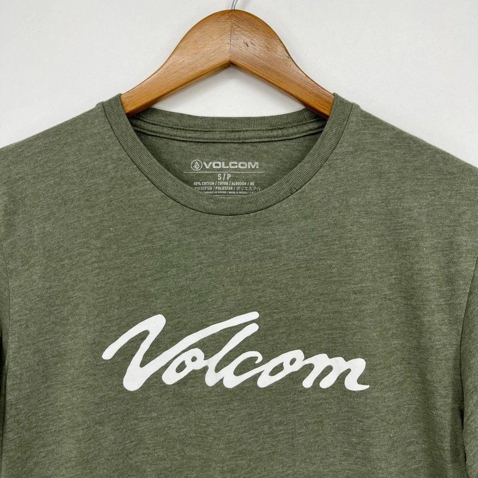 Volcom T-Shirt Men's Size S Green Logo Short Sleeve Crew Neck Cotton Blend - Image 4 of 4