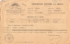 1930 INSURANCE CONTRE LA GRELE LA PAIX A QUEAUX - M. PASCAULT & DUMAS A PER