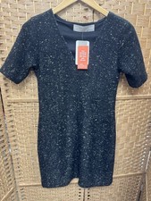 Zara short-sleeve dress with a speckled black and white tweed-style texture