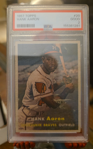 1957 TOPPS #20 HANK AARON PSA 2 HOF BRAVES