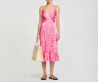 Sandro Paris Women's Pink Satin Sleeveless Midi Wrap Dress Size 36 S SFPRO03704