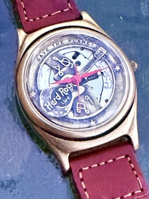 Rare Vintage HARD ROCK CAFE Save The Planet Brass Watch  Japan Movement WORKING!