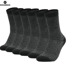 Calcetines de ciclismo ROCKBROS, longitud de tripulación, calcetines transpirables y acolchados para bicicleta, 3 pares