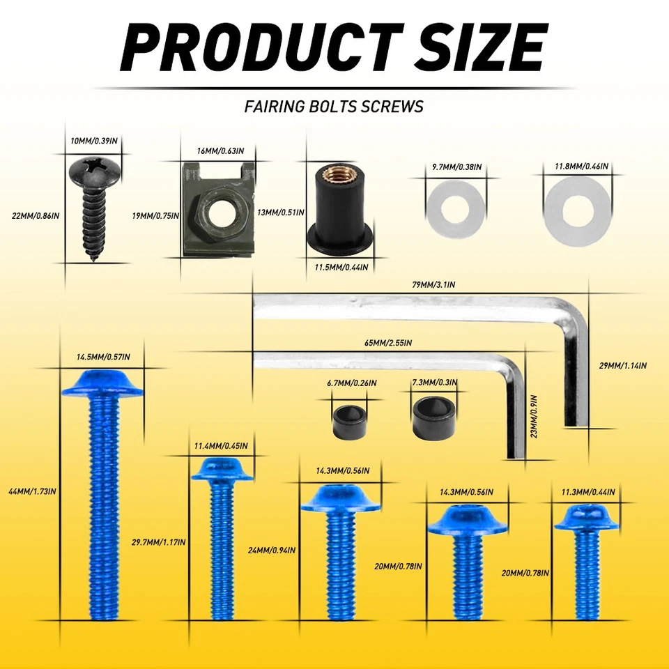 Kit completo de carenado de carrocería de perno 177 tornillo azul para Yamaha Honda Suzuki Kawasaki V Foto 3 de 4