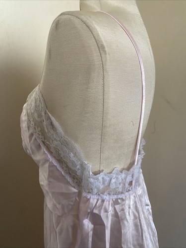 Vtg. APPEL Pink Silky Nightgown With White Lace Size Medium Lingerie Sleepwear - Picture 5 of 15