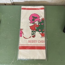 Vintage Strawberry Shortcake Christmas Table Cover Mat 54x96in 1986 Party Paper