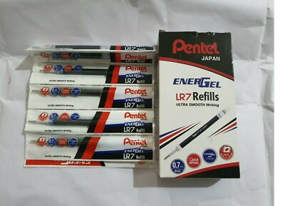10 PENTEL Refill for ENERGEL ROLLER GEL PEN LR7 RED | 0.7mm | Smooth Writing