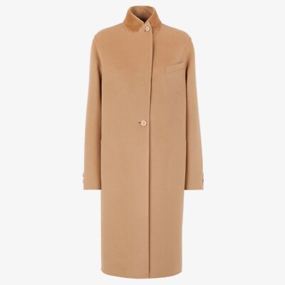 FENDI FF8941W18F0QU5 Cashmere Coat Mink Fur Rib Collar Camel it42