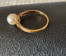 Vintage Gold Over Sterling Silver Faux Pearl Ring Size 5.75