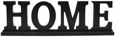Black Wood Home Letter Cut-Out Standing Tabletop Sign Block Letters Decor