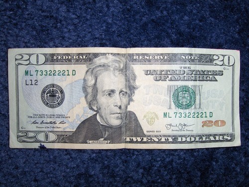 U.S. TWENTY DOLLAR NOTE WITH COOL 4-OF-A-KIND IN A ROW SERIAL NUMBER! - Picture 5 of 6