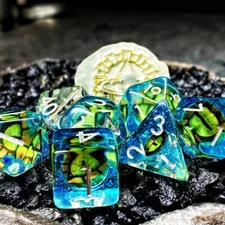 Sage's Bottled Green Dragon Eyes Resin Polyhedral Dice Set | Dnddice RPG