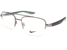 Nike Glasses Frame Satin Gunmetal/ Green 52mm Semi Rimless Eyeglasses 8151 070