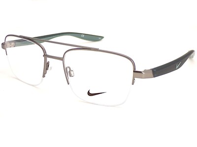 Nike Brille Brillengestell Satin Gunmetal/Grün 52mm Halbrandlos Eyeglasses 8151 070