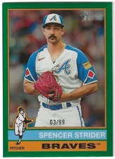 2025 Topps Heritage Green Chrome Refractor #435 Spencer Strider Braves #ed 3/99