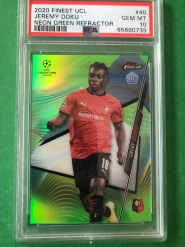 2020 Topps Finest UCL Neon Green Refractor ROOKIE Jeremy Doku #’d/99 ...