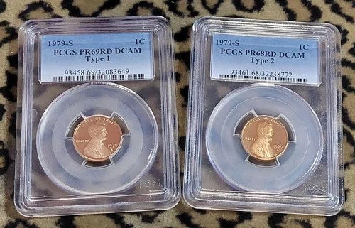 1979-S Type 1 & 2 Lincoln RED 1c Cents PROOF Coin Set PCGS PR69RD DCAM Penny Lot