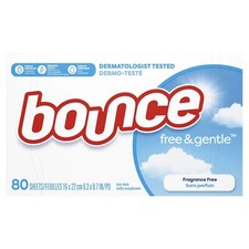 Bounce Free Gentle Dryer Sheets, 80 Ct, Unscented