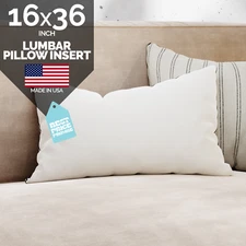 16x36 Discount Pillow Factory Boudior Pillows Lumbar Pillows Insert Made in USA