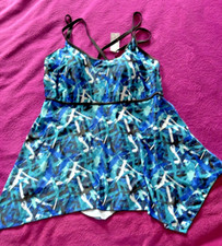BNWT Yours Blue Navy Beach Cross Back Tankini Dress Top and Briefs Set Size 28