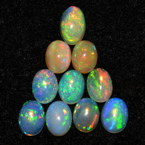 Ethiopian Fire Opal Gemstone Oval 7.50Ct 5.7x7.7mm Cabochon 10Pc Lot OC-2202 - Picture 1 of 5