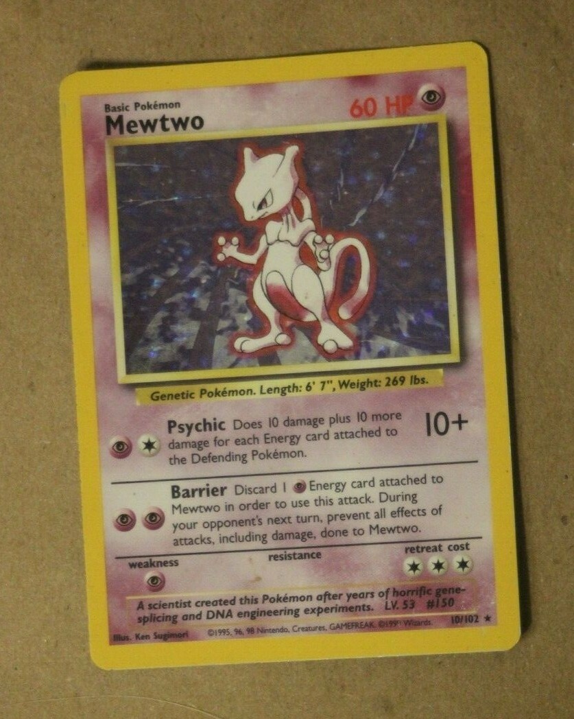 Mewtwo Holo 10/102 - 1999 Pokémon WOTC Pokemon TCG Mewtwo 10/102 Base Set Original Vintage Holo