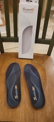 Sushn3D Orthotic Shoe Insoles, Med Men Size 10  Deep Black/Blue Trim
