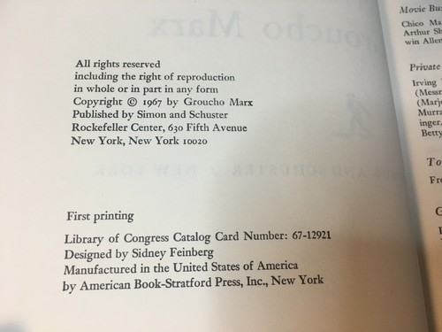 The Groucho Letters From & To Groucho Marx First Edition 1st Printing DJ 1967 - Picture 8 of 12