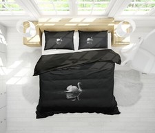 3D Swan Black Quilt Cover Set Duvet Cover Bedding Pillowcases