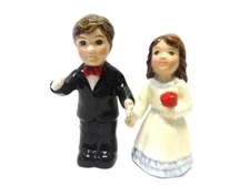 Wedding Couple Salt and Pepper Shaker - Blue Dress