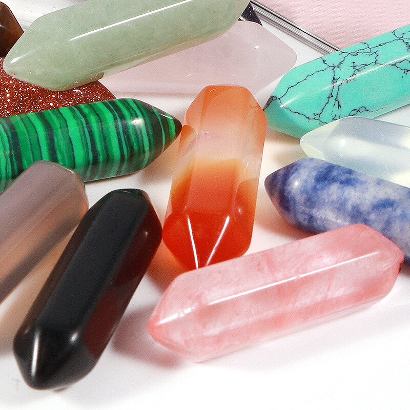 Natural Crystal Point Double Pointed Healing Hexagonal Pillar