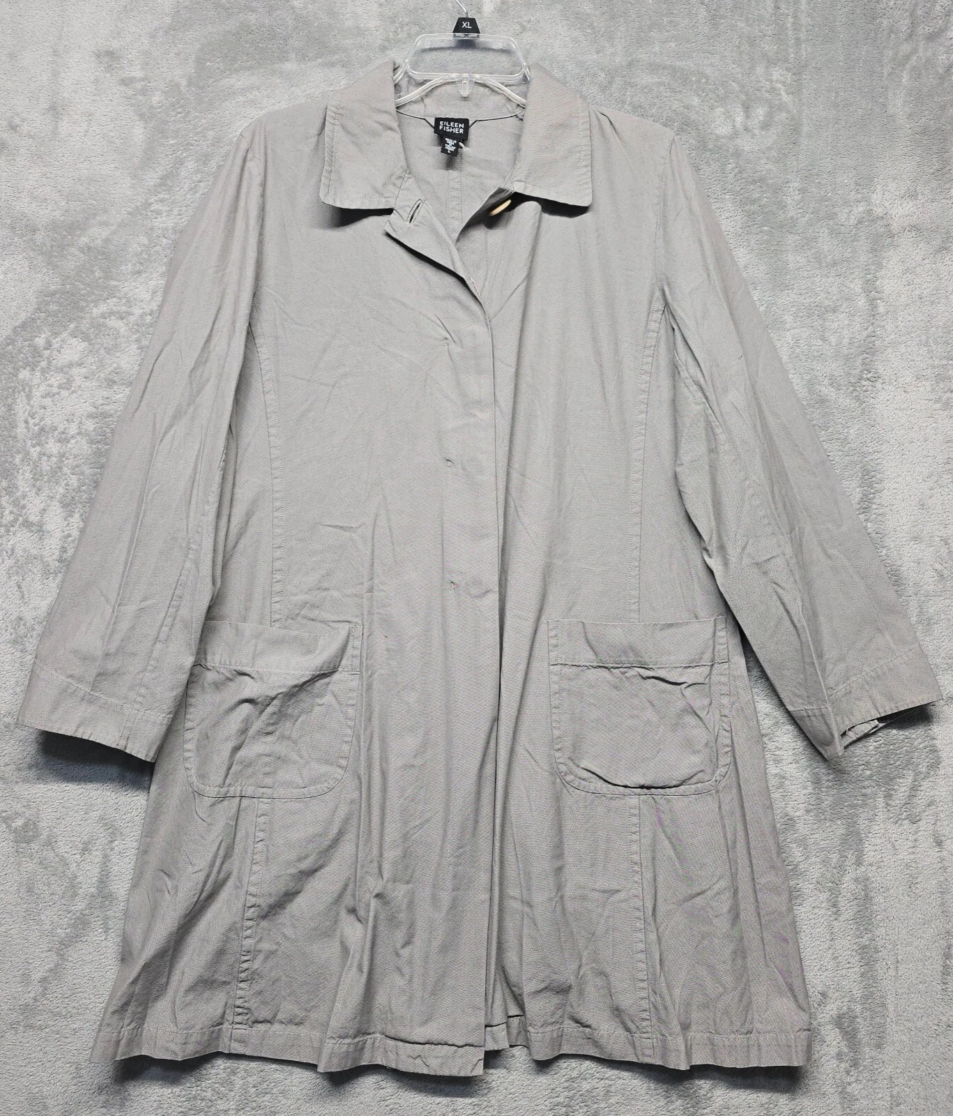Eileen Fisher Jacket Womens Size Large Gray A Line Lightweight Coat Outdoors
