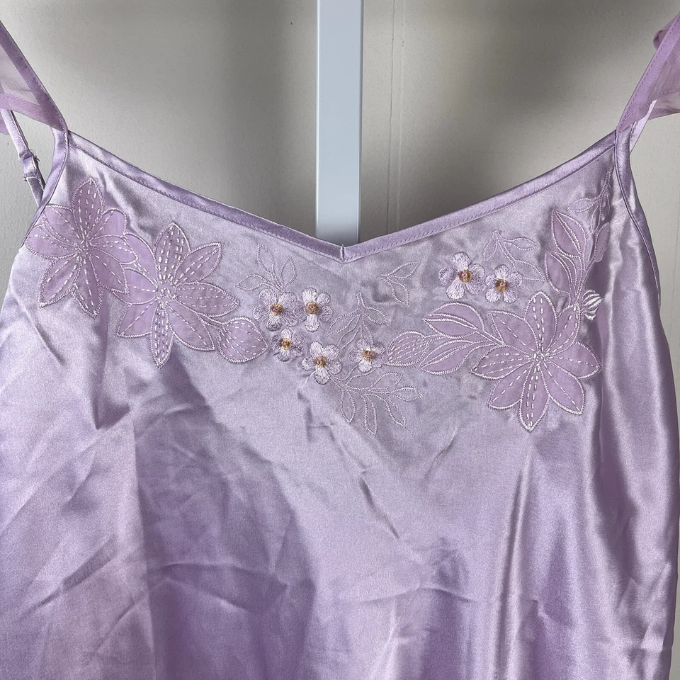 复古 Morgan Taylor Intimates 懒人连衣裙女式小号丁香缎面花卉 — 第 4/4 张图片