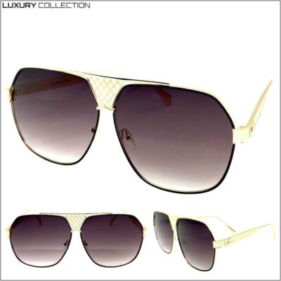 Men's or Women Oversized Classy Retro Style SUNGLASSES Gold Metal Fashion Frame