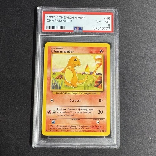 PSA 8 1999 POKEMON BASE SET UNLIMITED #46 CHARMANDER