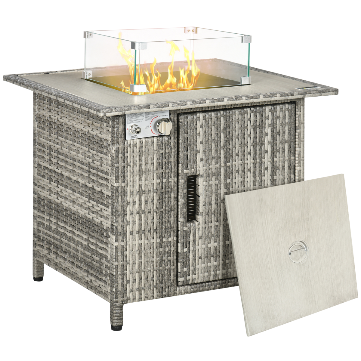 Rackhams Gas Fire Pit Table W/ Rain Cover, Windscreen & Lava Stone, 50,000 Btu - Image 3