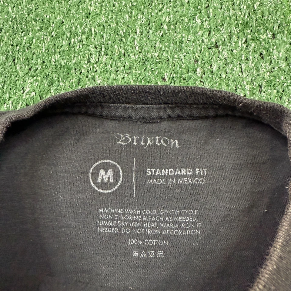 Camiseta gráfica Brixton para hombre talla M negra bolsillo manga corta ropa de calle patinador Foto 3 de 4