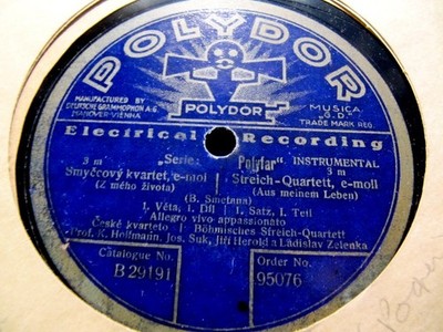 1928 JOSEF SUK Violin Bohemian CZECH STRING QUARTET Smetana FROM MY LIFE POLYDOR