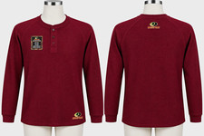 Mossy Oak Men's Burgundy Solid Thermal Henley Long Sleeve Stretch T-Shirt M.