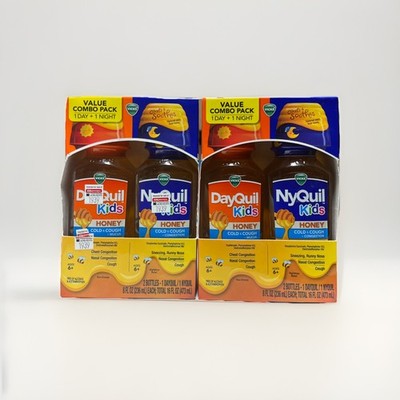 2PX Vicks Kids DayQuil & NyQuil Honey Cold & Cough Medicine 16 Oz Exp 6/30/26