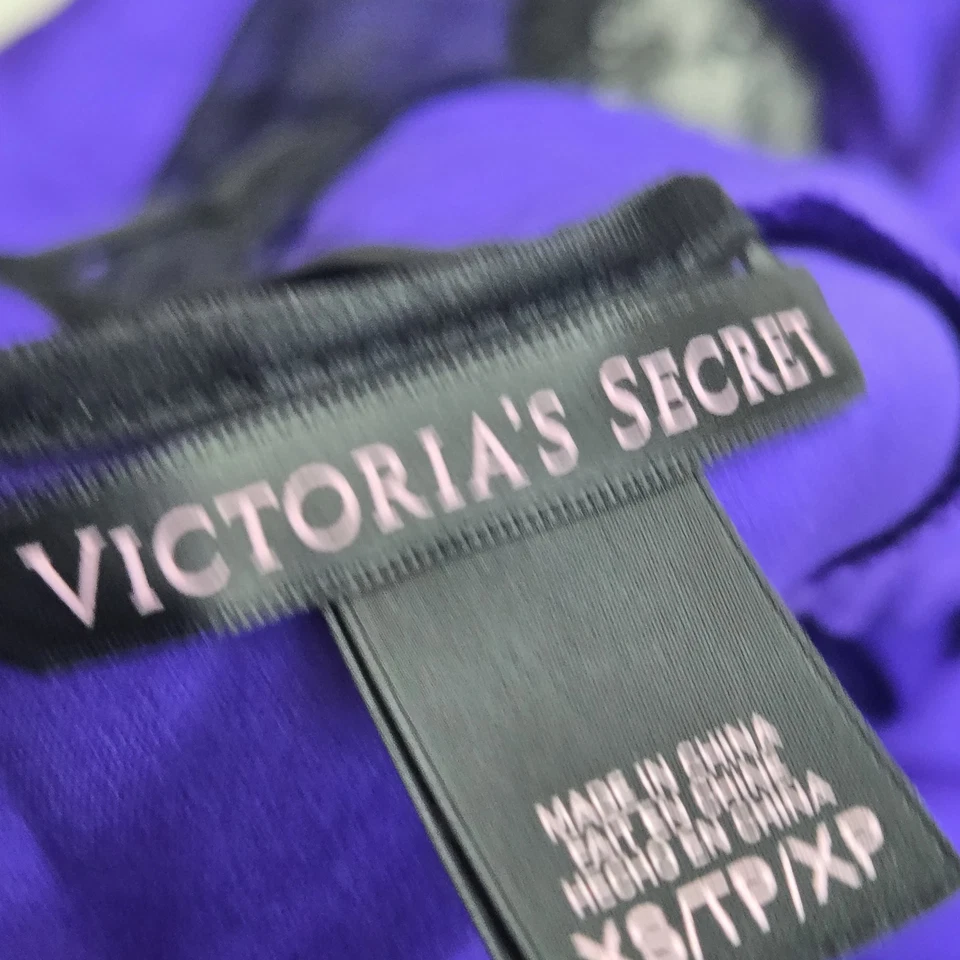 Ropa de dormir Victoria's Secret para mujer XS púrpura sin cordones negro satinado ajustable Foto 3 de 4