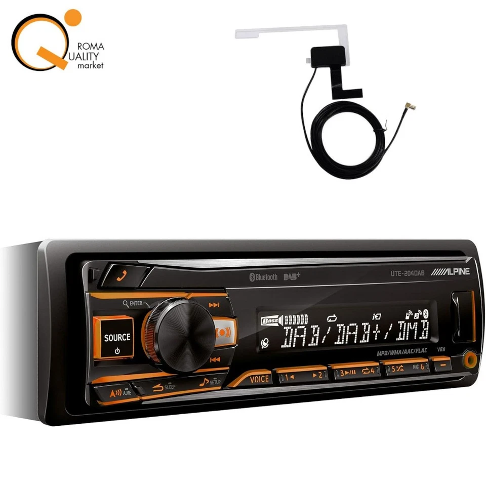 ALPINE UTE-204DAB AUTO RADIO STEREO BLUETOOTH MICROFONO ESTERNO USB ANTENNA DAB - Immagine 2 di 4
