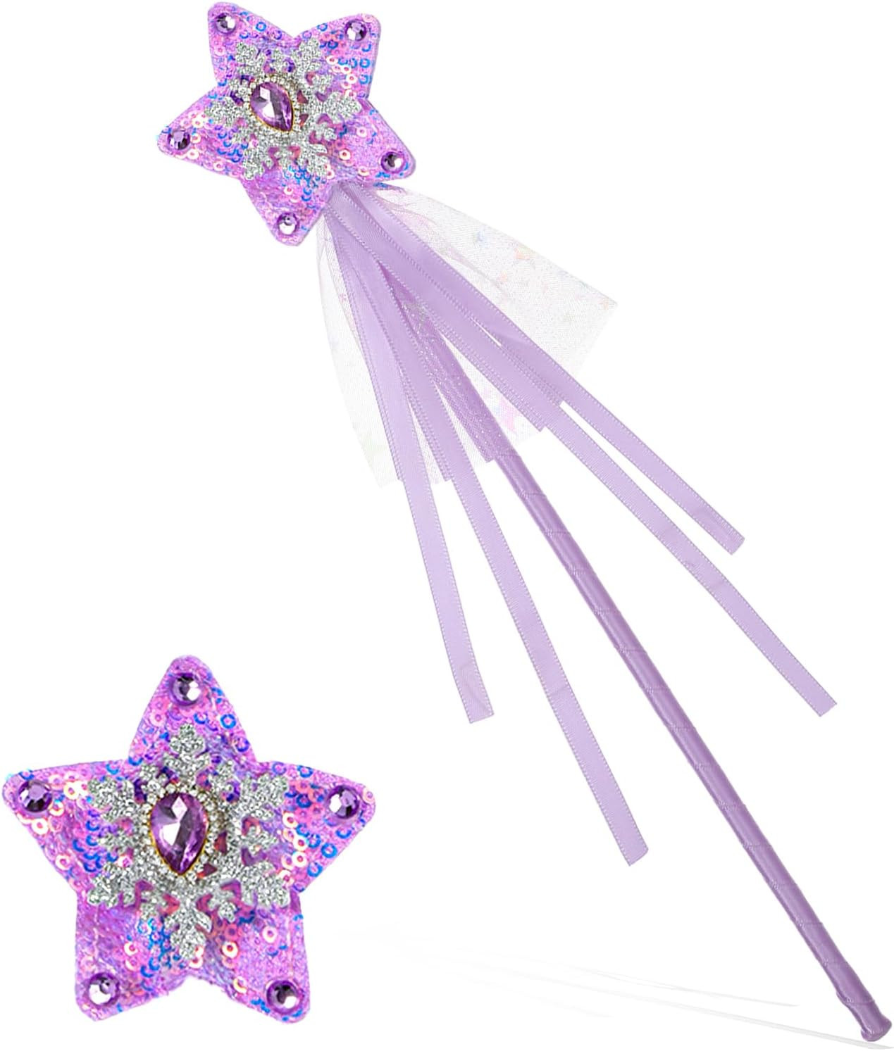 2x Feenstäbe Lila Prinzessinnensterne 33cm Glitzerstab Geburtstag Halloween