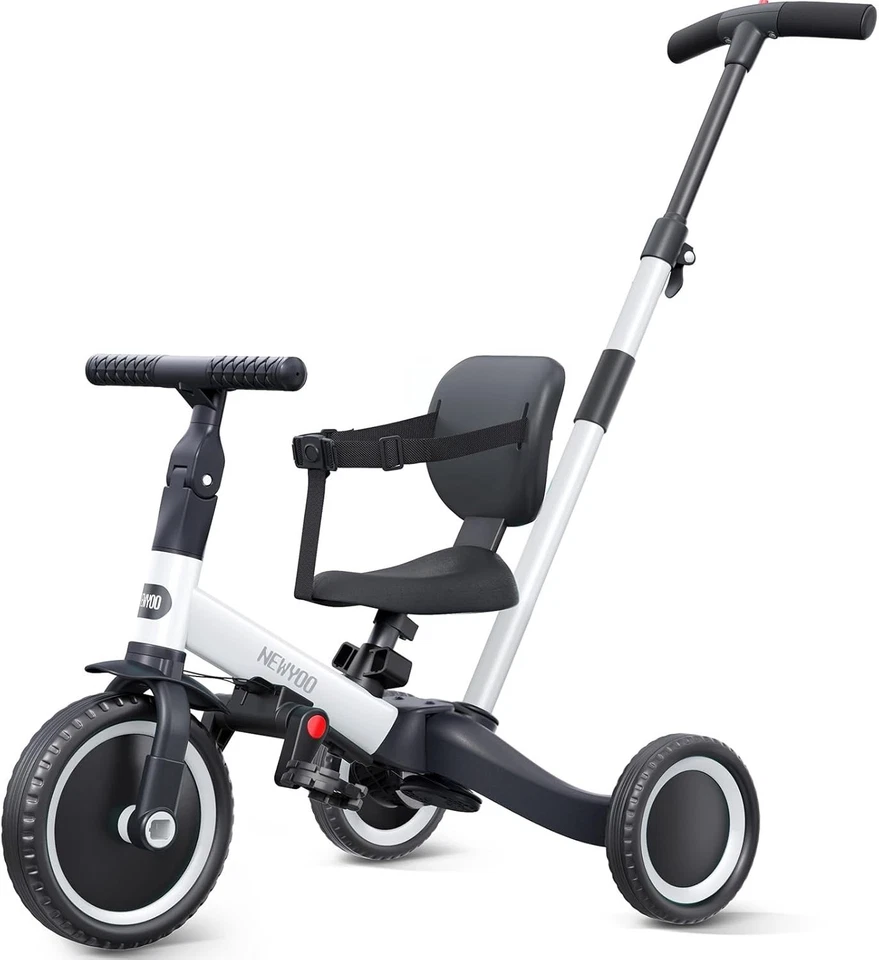 Triciclo 4 en 1 para niños pequeños de acero al carbono bicicleta de equilibrio niños paseo con mango para padres Foto 3 de 4