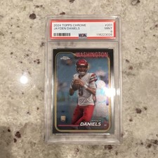 Topps 2024 Chrome Jayden Daniels #201 Commanders PSA 9 Rookie Base Card. rookie card picture