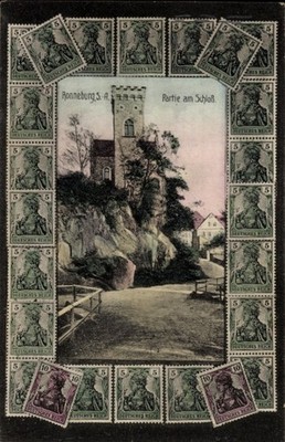 Stamps mat postcard Ronneburg in Thuringia, Castle - 5094253