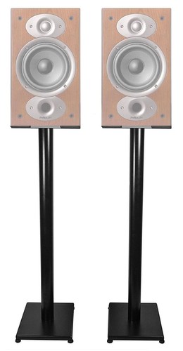 Black 37” Steel Speaker Stands For Polk Audio RTI A1 Bookshelf Speakers