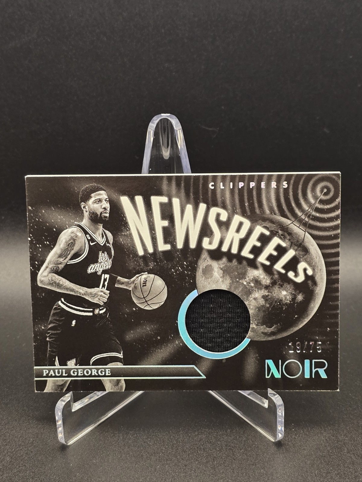 2022-23 Panini Noir Paul George Newsreels Game Worn Jersey Patch /75 #NJ-PGG