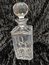 Vintage Atlantis Square Cut Lead Crystal Whiskey Decanter W Stopper 10” Marked