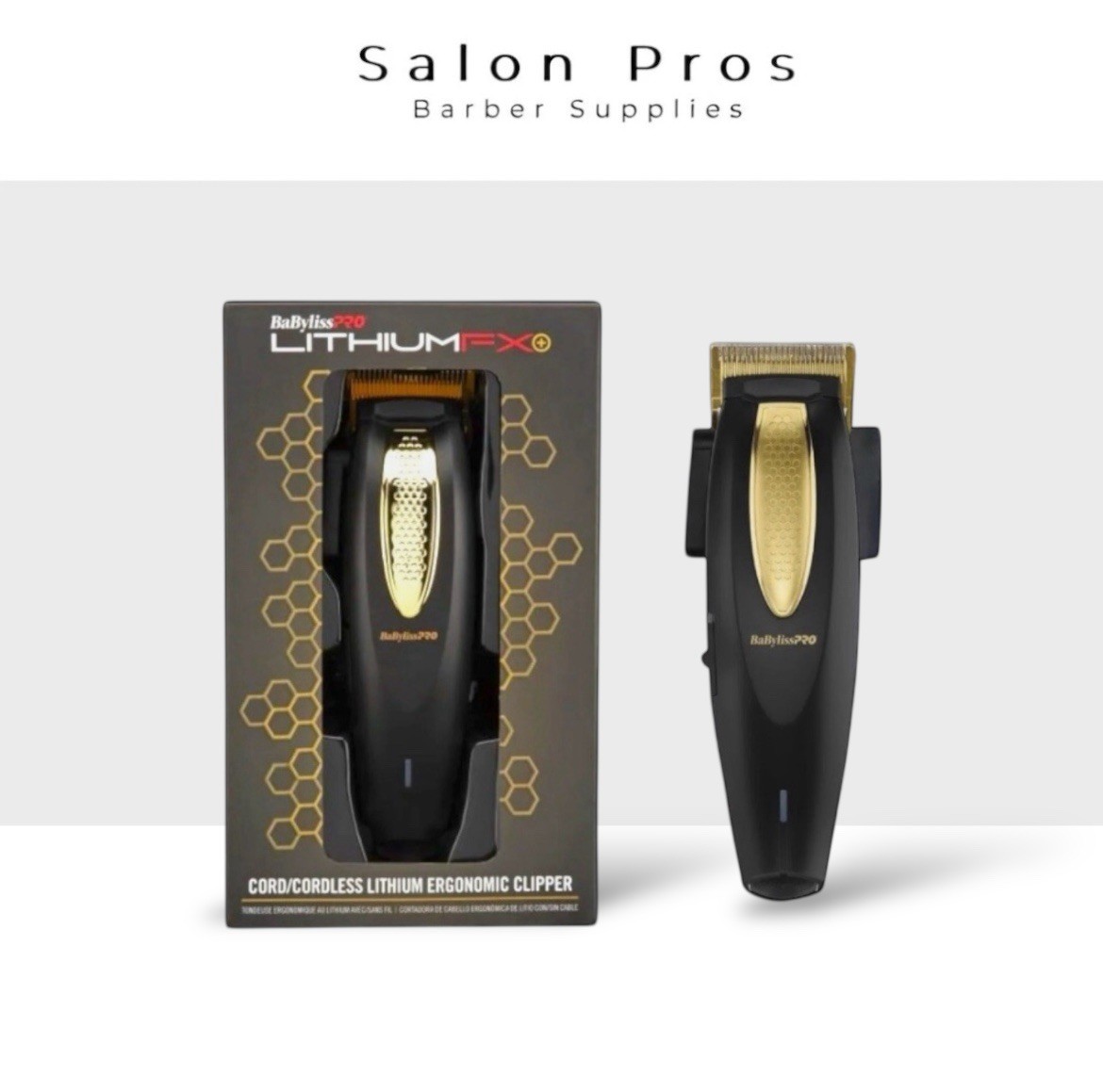 BaByliss Pro LITHIUM FX+ Ergonomic Lithium Clipper Black Gold